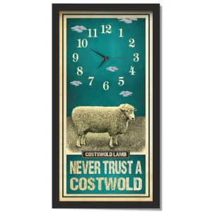 Cotswold Lamb Sheep Clock – Never Trust A Cotswold, black frame