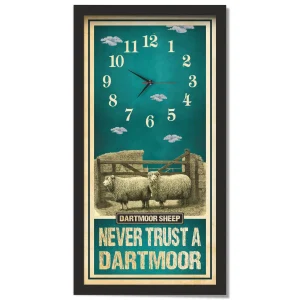 Dartmoor Sheep Clock – Never Trust A Dartmoor, black frame