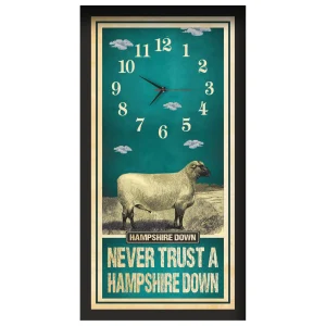 Hampshire Down Ram Sheep Clock – Never Trust A Hampshire Down, black frame