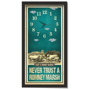 Kent & Romney Marsh Sheep Clock – Never Trust A Romney Marsh, black frame
