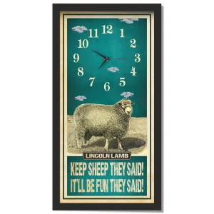 Lincoln Lamb Sheep Clock – Keep Sheep They Said, black frame