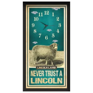 Lincoln Lamb Sheep Clock – Never Trust A Lincoln, black frame