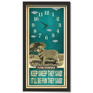 Merino Sheep Clock – Keep Sheep They Said, black frame