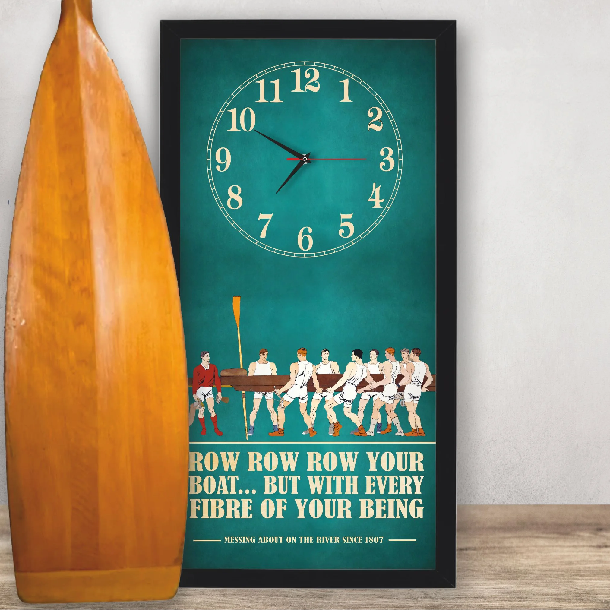 Row Row Row Rowing Clock lifestyle photo, black frame
