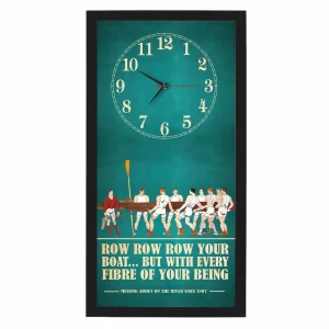 Row Row Row Rowing Clock, black frame