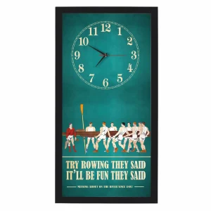 Try Rowing They Said Rowing Clock, black frame