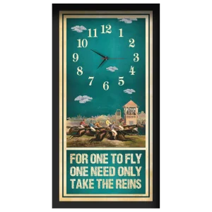 For One To Fly horse racing clock, black frame - Racecourse Grandstand design