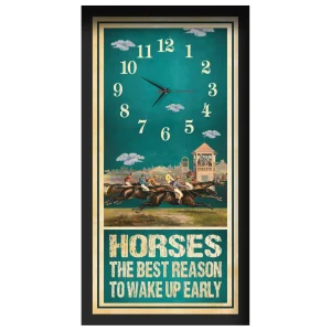 Horses The Best Reason horse racing clock, black frame - Racecourse Grandstand design