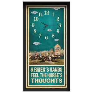 A Rider's Hands horse racing clock, black frame - Racecourse Grandstand design