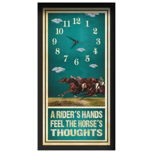 A Rider's Hands horse racing clock, black frame - Racing Pack design