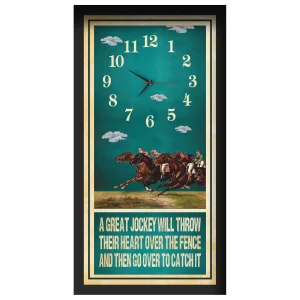 A Great Jockey horse racing clock, black frame - Racing Pack design