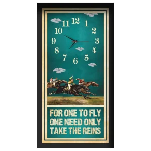 For One To Fly horse racing clock, black frame - Photo Finish design