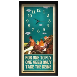 For One To Fly horse racing clock, black frame - Degas-Style Painting design