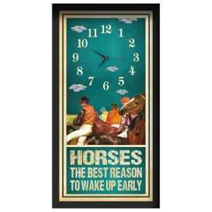 Horses The Best Reason horse racing clock, black frame - Degas-Style Painting design