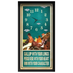 Gallop With Your Lungs horse racing clock, black frame - Degas-Style Painting design