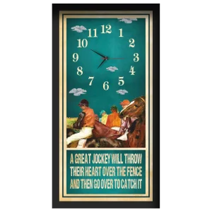 A Great Jockey horse racing clock, black frame - Degas-Style Painting design