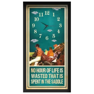 No Hour Of Life horse racing clock, black frame - Degas-Style Painting design
