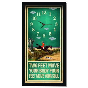 Two Feet Move Your Soul Hunting Clock, black frame