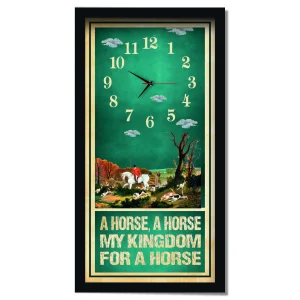 A Horse, A Horse Hunting Clock, black frame
