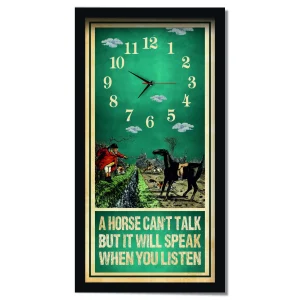 A Horse Can't Talk Hunting Clock, black frame