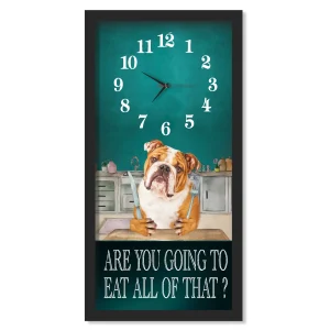Bulldog Dinner Time clock, black frame