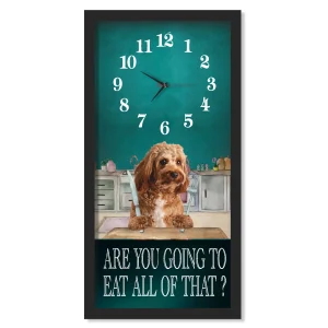 Cavapoo Dinner Time clock, black frame