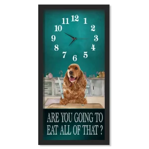 Cocker Spaniel Dinner Time clock, black frame