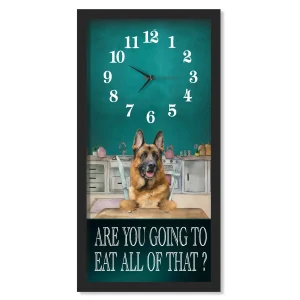 German Shepherd Dinner Time clock, black frame
