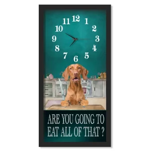 Hungarian Vizsla Dinner Time clock, black frame