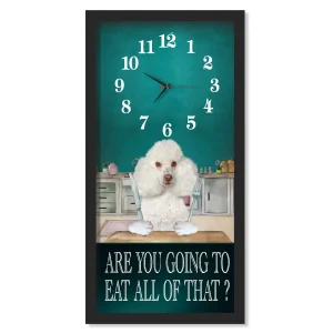 Miniature Poodle Dinner Time clock, black frame