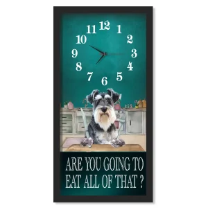 Miniature Schnauzer Dinner Time clock, black frame