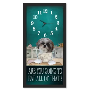 Shih Tzu Dinner Time clock, black frame